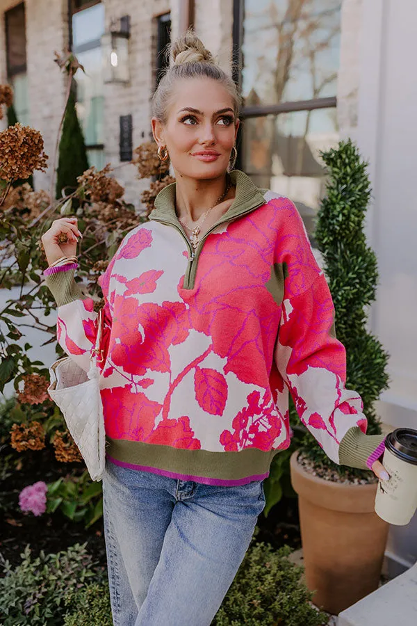 Cider And Sunsets Floral Sweater in Pink sold by Impressions