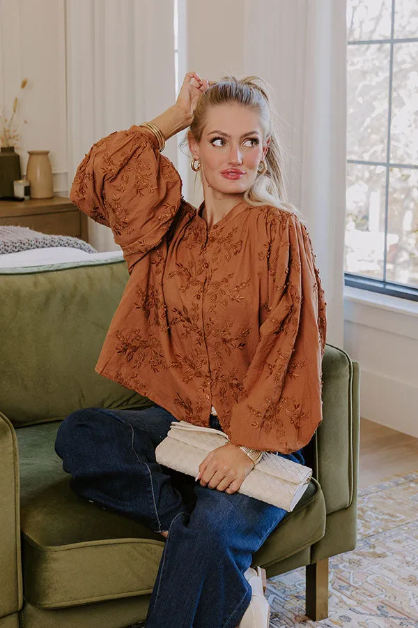 Lost In Love Embroidered Button Up in Brown sold by Impressions product image thumbnail 2