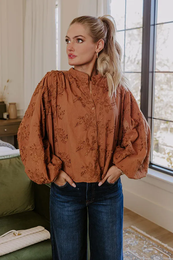 Lost In Love Embroidered Button Up in Brown sold by Impressions product image thumbnail 3