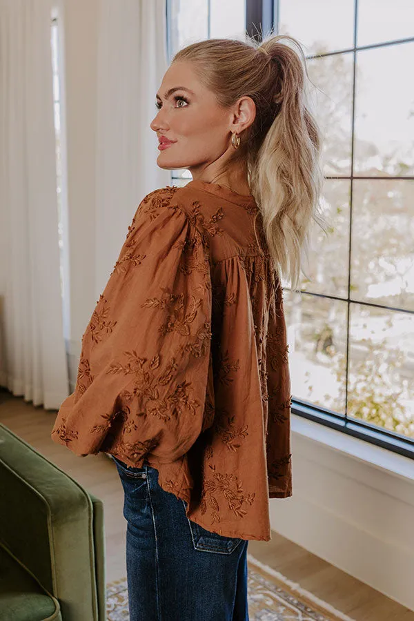 Lost In Love Embroidered Button Up in Brown sold by Impressions product image thumbnail 4