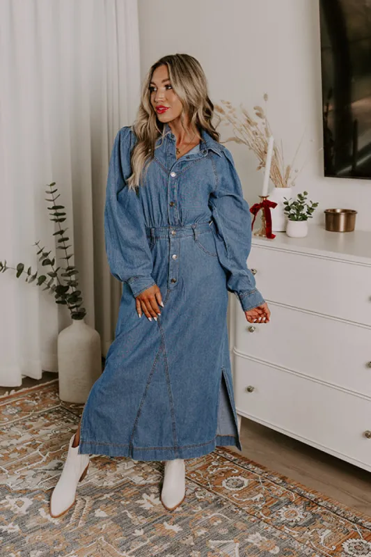 City Chic Denim Midi in Medium Wash sold by Impressions