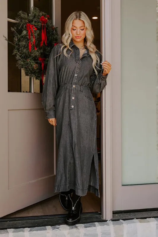 City Chic Denim Midi in Vintage Black made by entro
