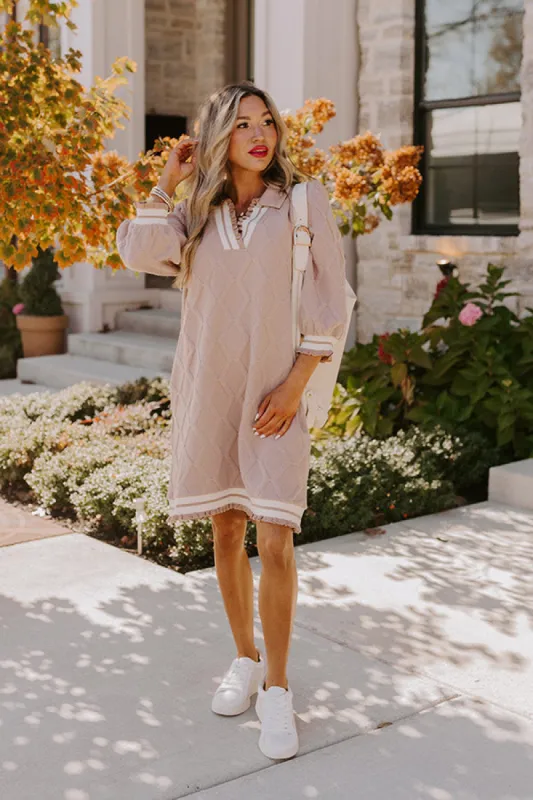 Charming Glance Knit Mini Dress in Warm Taupe sold by Impressions