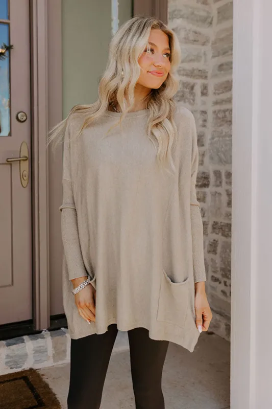 Always Cozy Sweater Top in Taupe sold by Impressions