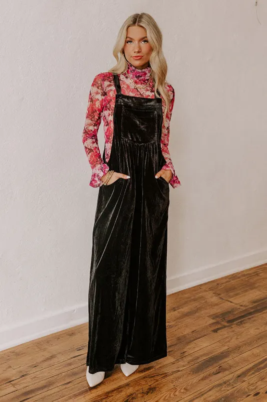 Holiday Cheer Velvet Jumpsuit in Black sold by Impressions