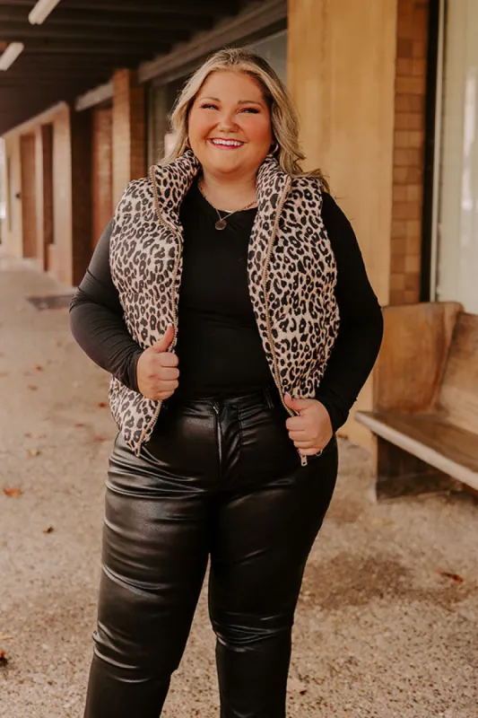 Urban Chic Leopard Puffer Vest Curves sold by Impressions