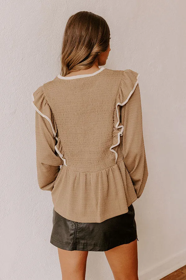 Exclusive Party Ruffle Top in Taupe sold by Impressions product image thumbnail 5