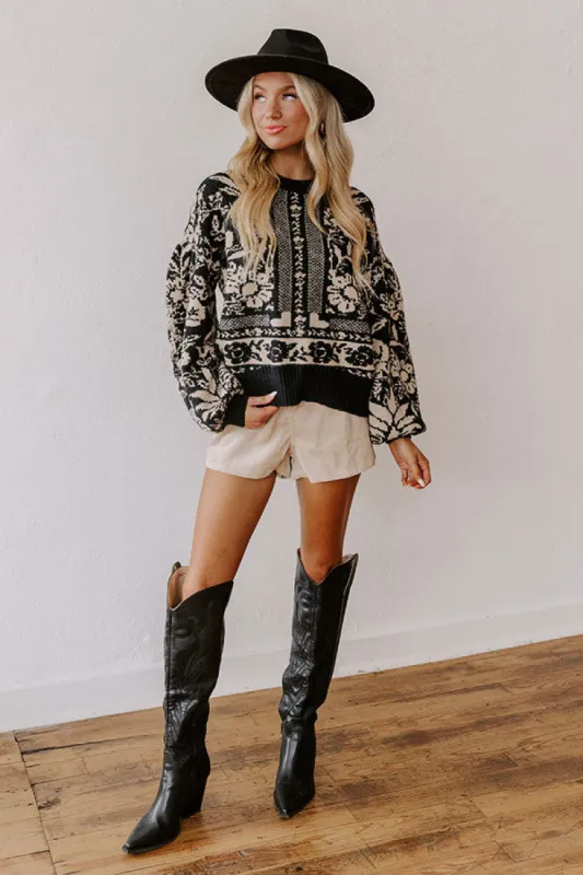 Chic Statement Floral Knit Sweater in Black sold by Impressions