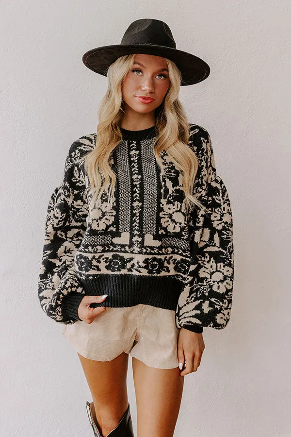 Chic Statement Floral Knit Sweater in Black sold by Impressions product image thumbnail 2