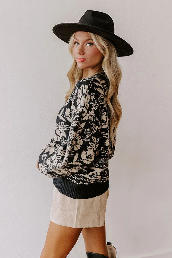 Chic Statement Floral Knit Sweater in Black sold by Impressions product image thumbnail 3