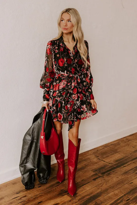 Moonlit Garden Velvet Burnout Mini Dress sold by Impressions