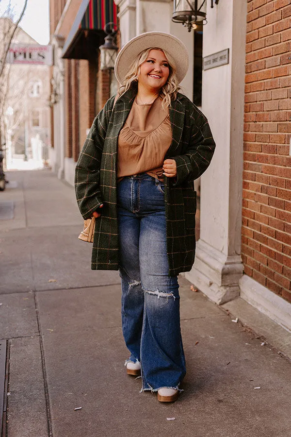 Risen The Laura High Waist Distressed Flare In Dark Wash Curves sold by Impressions