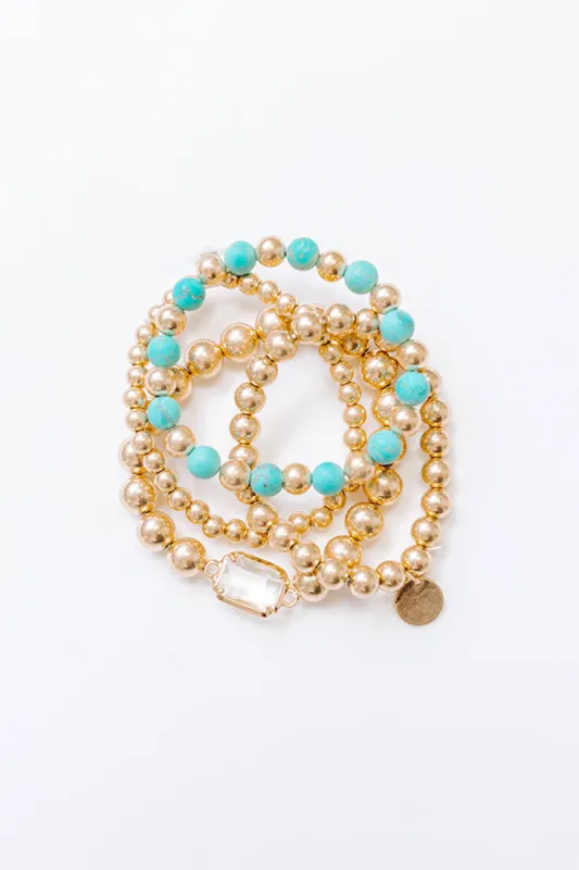 All The Glam Stretch Bracelet Set in Turquoise sold by Impressions