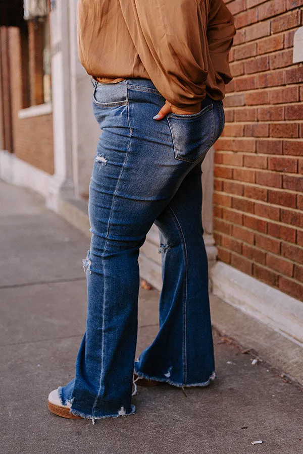 Risen The Laura High Waist Distressed Flare In Dark Wash Curves sold by Impressions product image thumbnail 3