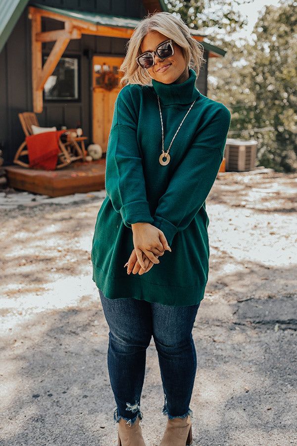 Lodge Getaway Tunic Sweater In Hunter Green Curves sold by Impressions product image thumbnail 5