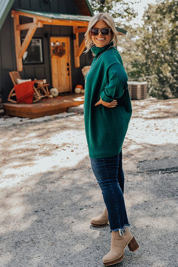 Lodge Getaway Tunic Sweater In Hunter Green Curves sold by Impressions product image thumbnail 3