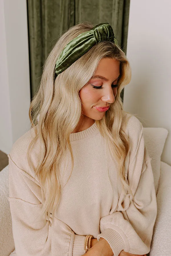 Luxe Lifestyle Velvet Headband in Olive sold by Impressions
