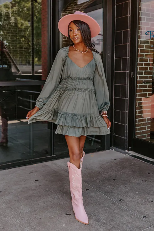 Caught Crushing Ruffle Dress In Pear sold by Impressions