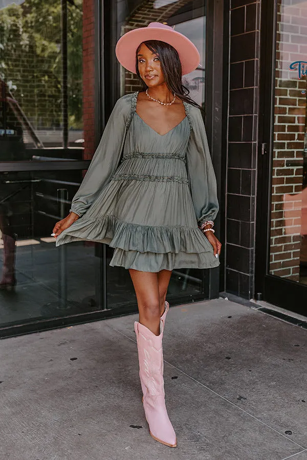 Caught Crushing Ruffle Dress In Pear sold by Impressions