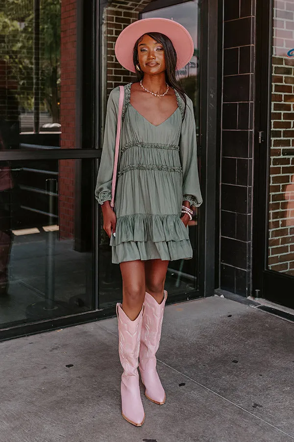 Caught Crushing Ruffle Dress In Pear sold by Impressions product image thumbnail 5