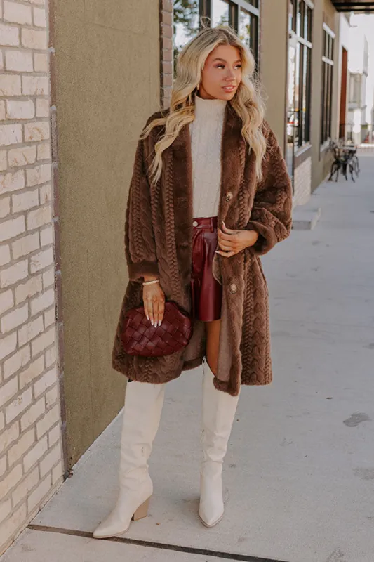 Warm Fuzzy Feeling Faux Fur Coat in Espresso sold by Impressions
