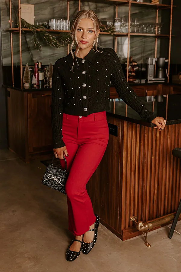 Kind Smile Cable Knit Embellished Cardigan in Black sold by Impressions product image thumbnail 2