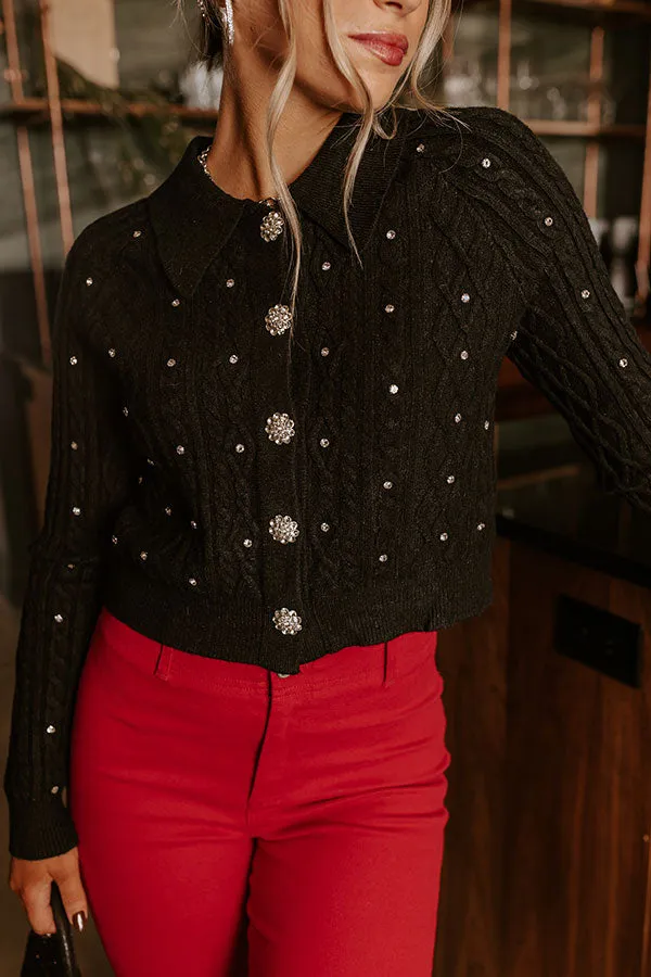Kind Smile Cable Knit Embellished Cardigan in Black sold by Impressions product image thumbnail 3