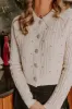 Kind Smile Cable Knit Embellished Cardigan in Cream sold by Impressions