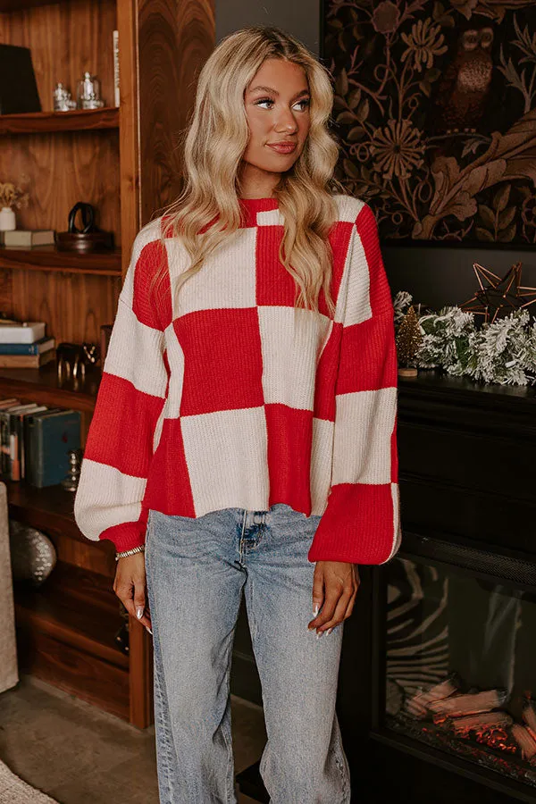 Hear The Beat Checkered Sweater In Red sold by Impressions product image thumbnail 3