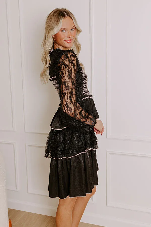 Romantic Notion Lace Tiered Mini Dress in Black sold by Impressions product image thumbnail 3