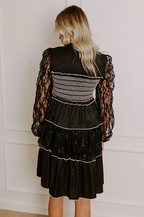 Romantic Notion Lace Tiered Mini Dress in Black sold by Impressions product image thumbnail 4