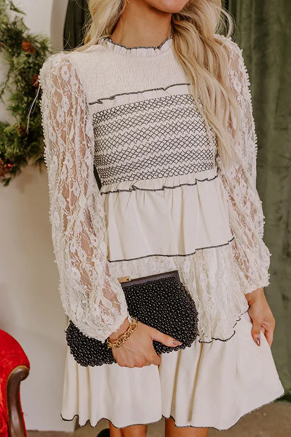 Romantic Notion Lace Tiered Mini Dress in Cream sold by Impressions product image thumbnail 3