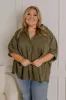 Fit Check Oversized Button Up in Olive Curves sold by Impressions