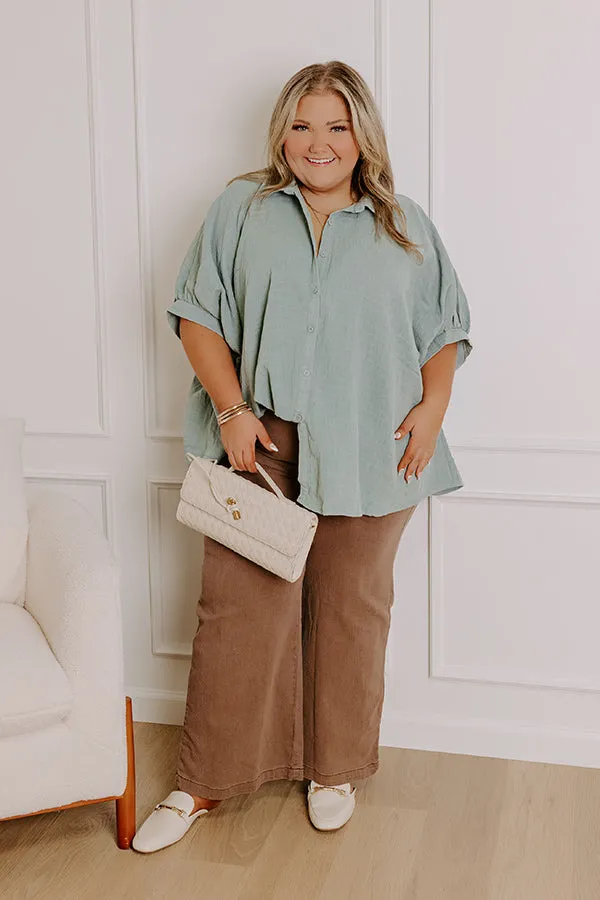 Fit Check Oversized Button Up in Blue Curves sold by Impressions