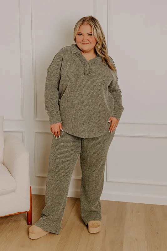Cozy Haven Vintage Wash Knit Top in Olive Curves sold by Impressions
