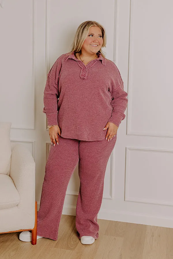 Cozy Haven Vintage Wash Knit Top in Sangria Curves sold by Impressions product image thumbnail 4