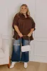 Fit Check Oversized Button Up in Chestnut Curves sold by Impressions