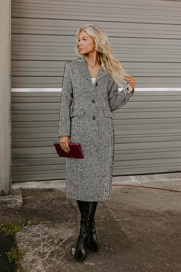 Uptown Manhattan Stripe Coat In Black sold by Impressions