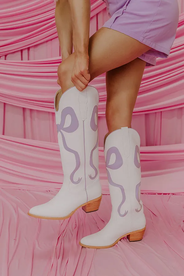 The Dolly Faux Leather Cowboy Boot in Lavender sold by Impressions