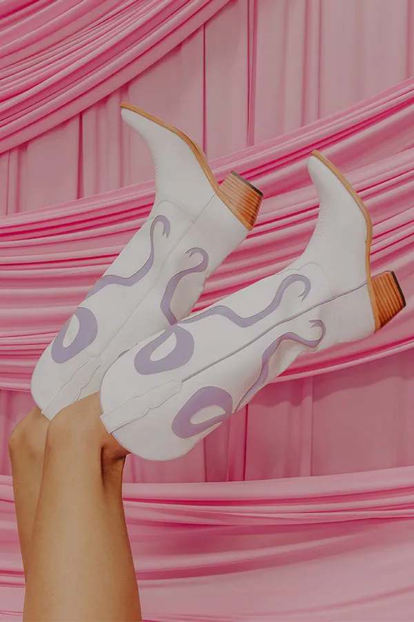 The Dolly Faux Leather Cowboy Boot in Lavender sold by Impressions product image thumbnail 3