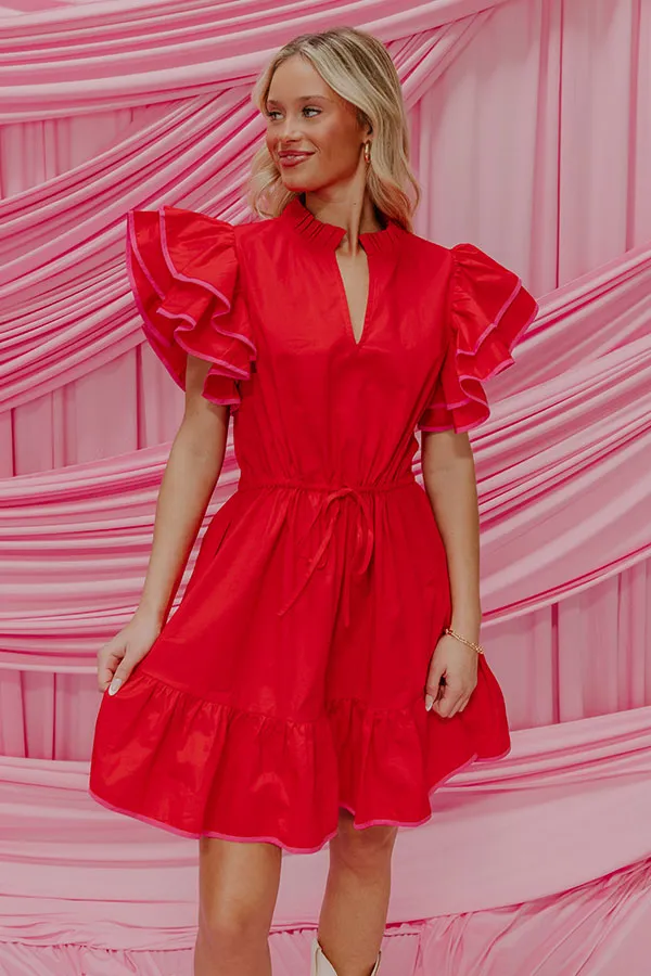 Red Wine Sippin' Ruffle Mini Dress sold by Impressions product image thumbnail 2