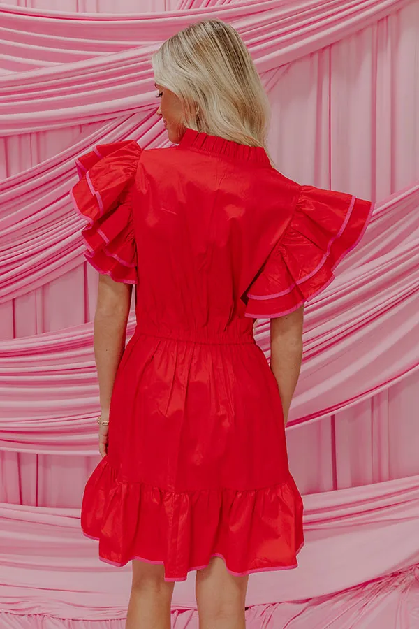 Red Wine Sippin' Ruffle Mini Dress sold by Impressions product image thumbnail 4