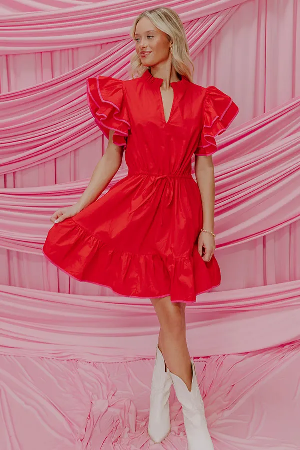 Red Wine Sippin' Ruffle Mini Dress sold by Impressions