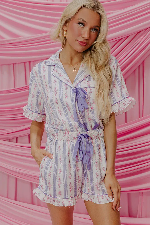 Cozy Tea Time High Waist Satin Pajama Shorts in Lavender sold by Impressions product image thumbnail 5