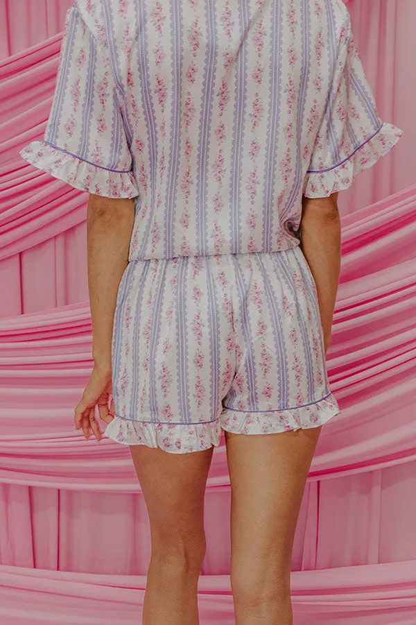 Cozy Tea Time High Waist Satin Pajama Shorts in Lavender sold by Impressions product image thumbnail 4