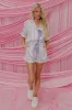 Cozy Tea Time High Waist Satin Pajama Shorts in Lavender sold by Impressions