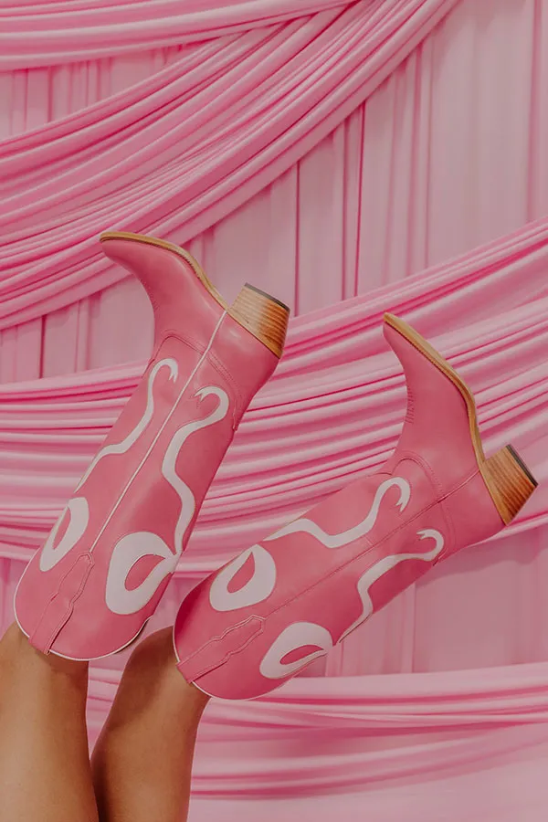 The Dolly Faux Leather Cowboy Boot in Pink sold by Impressions product image thumbnail 3