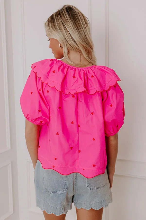 Candy Hearts Embroidered Top in Hot Pink sold by Impressions product image thumbnail 4