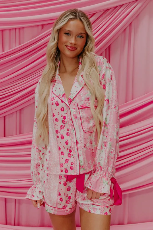 Paris Mornings Satin Floral Pajama Top sold by Impressions