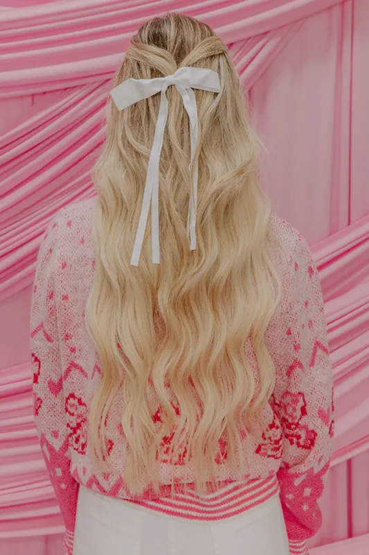 Darling Smile Bow Hair Clip in White sold by Impressions